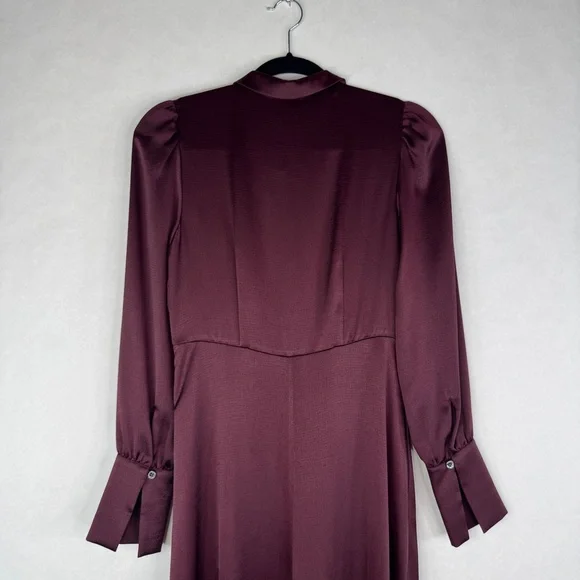 KATE SPADE COLLECTION Satin Midi Shirtdress in Candied Fig - NJMUA864 - Sz 0 - Picture 8 of 12